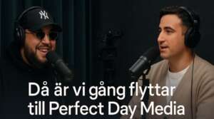 Anis Don Demina och Behrouz Badreh i studion under inspelning av vodcasten Då är vi igång, nu hos Perfect Day Media.