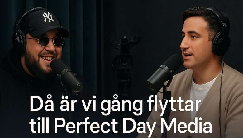 Anis Don Demina och Behrouz Badreh i studion under inspelning av vodcasten Då är vi igång, nu hos Perfect Day Media.
