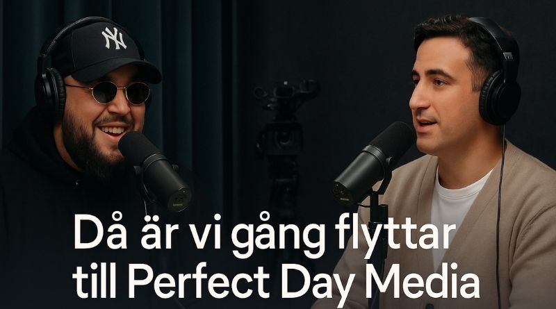 Anis Don Demina och Behrouz Badreh i studion under inspelning av vodcasten Då är vi igång, nu hos Perfect Day Media.